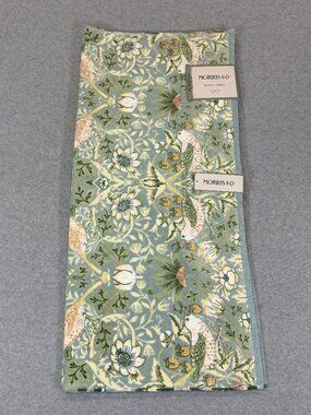 William Morris & Co Strawberry Thief Velour Cotton Bath Towel Green Birds NWT